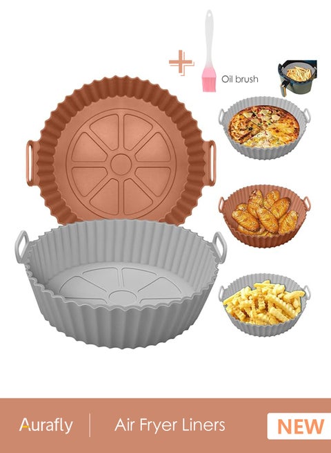 2 Pcs Air Fryer Silicone Liners, Reusable Round Air Fryer Silicone Basket High Temperature Food Safety Resistant and Non-stick Easy to Clean Air Fryer Oven Microwave Accessories Suitable for 3QT 4QT 5QT Air Fryer