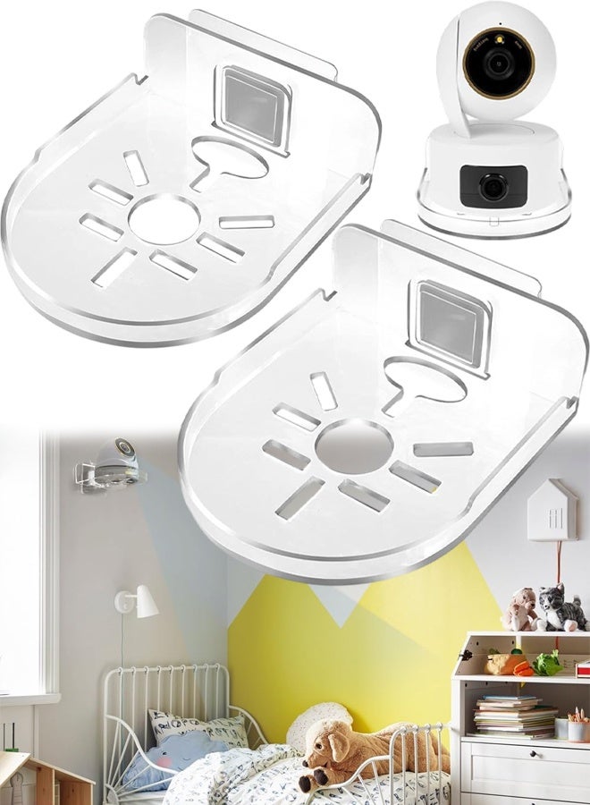 Wall Mount Bracket for Security Camera,Acrylic No Drill Small Floating Wall Shelves,Clear Mini Storage ShelfFlexible Use for Wall Space