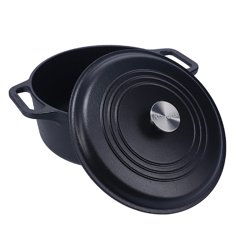 Victoria 6-Quart Cast Iron Dutch Oven with Lid and Dual Loop Handles, Seasoned with Flaxseed Oil, Made in Colombia,Black - Image 1