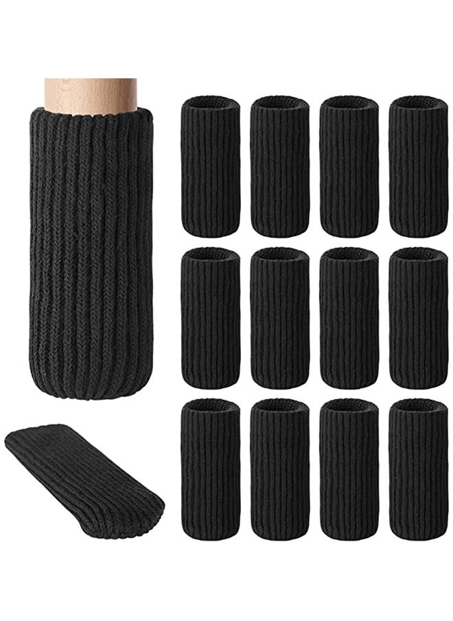 Generic 16 Pcs Chair Leg Socks High Elastic Knitted Floor Protectors Thickening Furniture Socks Black Covers Set Move Easily and Reduce Noise  - Image 1