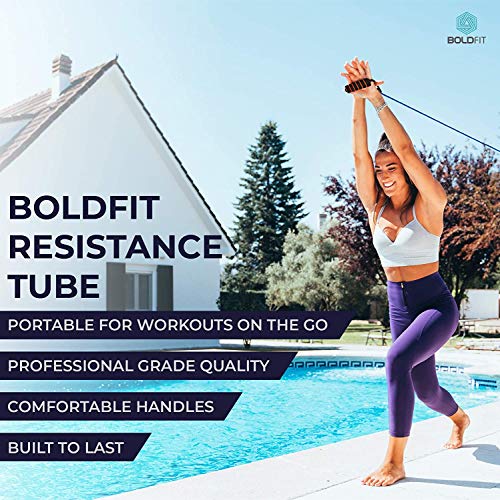 Boldfit Resistance Tube with Foam Handles, Door Anchor for Exercise & Stretching, Suitable in Home & Gym Workout for Men & Women-10kg-Red - Image 3