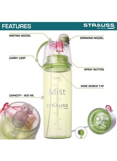 STRAUSS Strauss Water Mist Spray Bottle, 600 ml (Green)  - Image 2