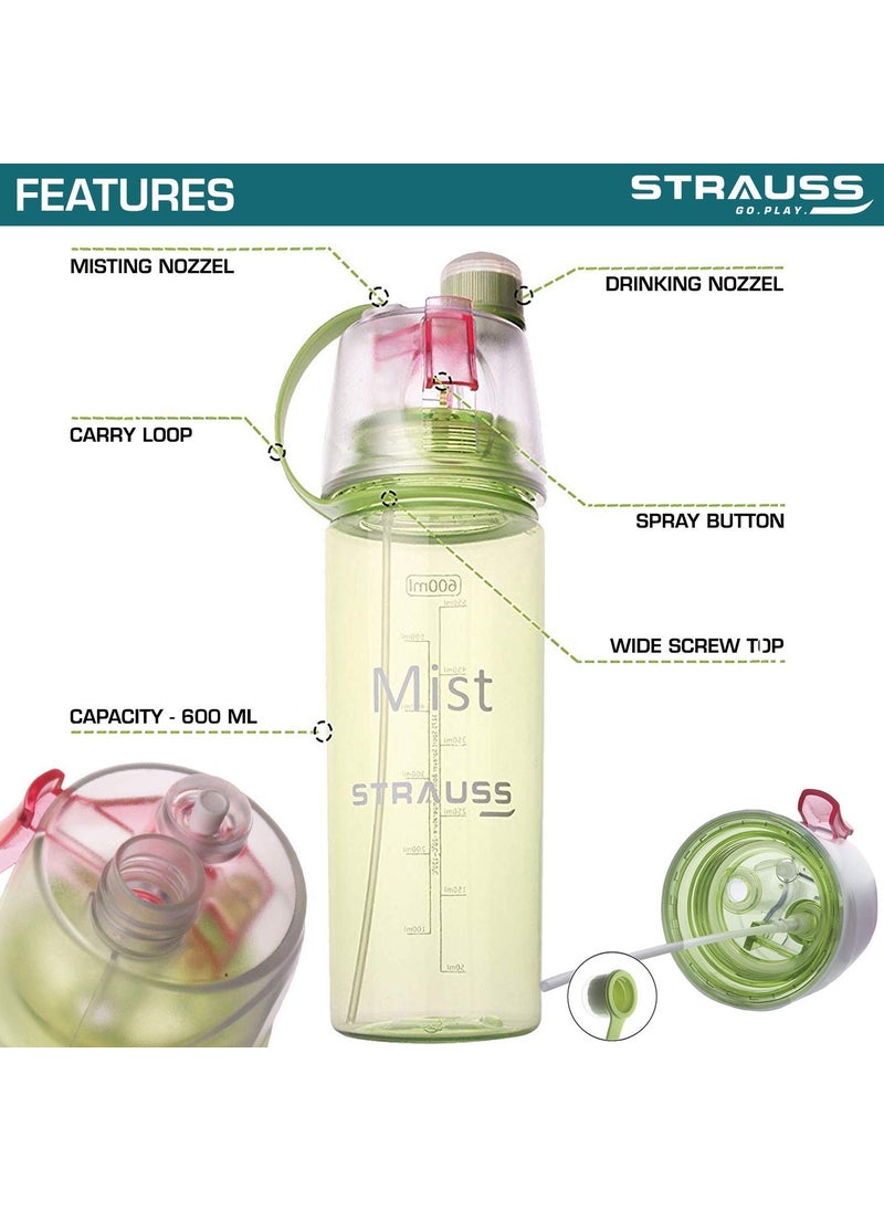 STRAUSS Strauss Water Mist Spray Bottle, 600 ml (Green)  - Image 2
