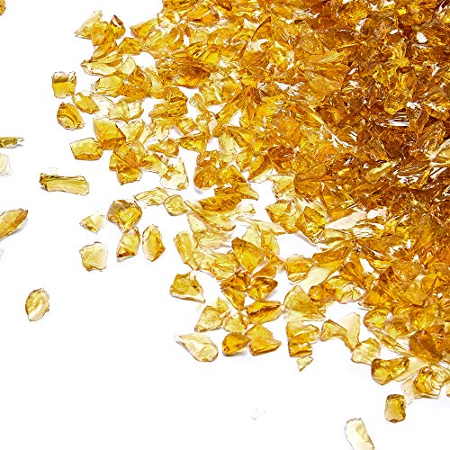 TWINKLING High Luster Crushed Glass, Broken Glass, Glass Gems Chips for DIY Resin Art Epoxy Crafts, Nail Art, Geode Painting, 1-3mm(200g) (Light Amber) - Image 1