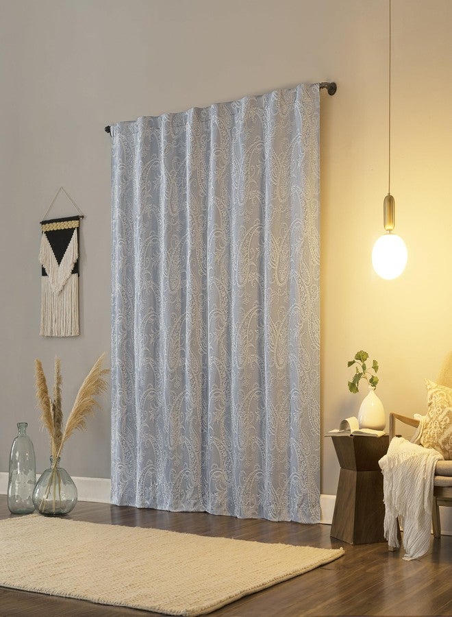 Sun Zero Pedra Paisley Embroidery 100% Total Blackout Back Tab Curtain Panel, Tranquil Blue, 40" x 84" (1 Panel) - Image 2