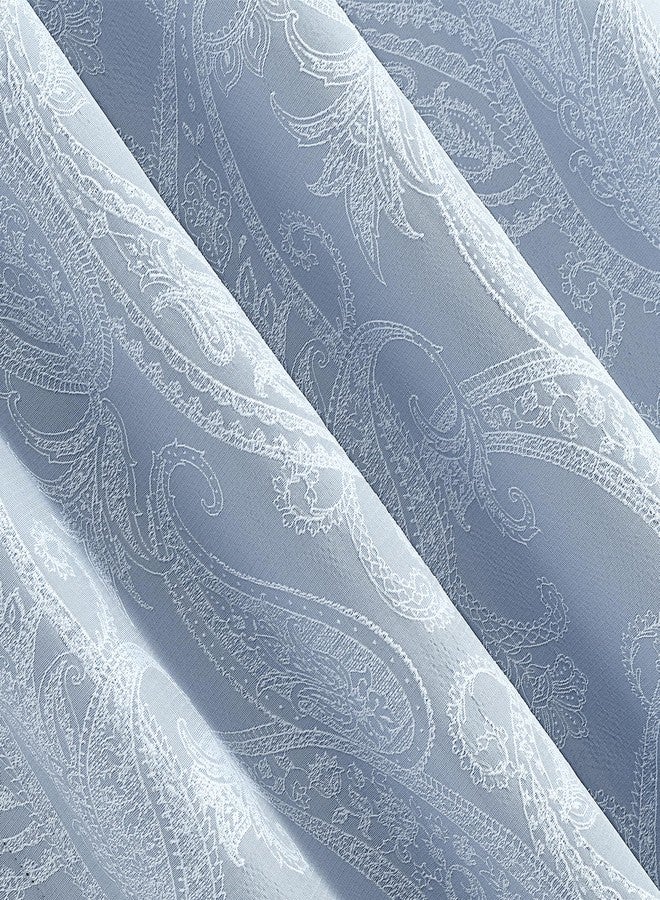 Sun Zero Pedra Paisley Embroidery 100% Total Blackout Back Tab Curtain Panel, Tranquil Blue, 40" x 84" (1 Panel) - Image 4