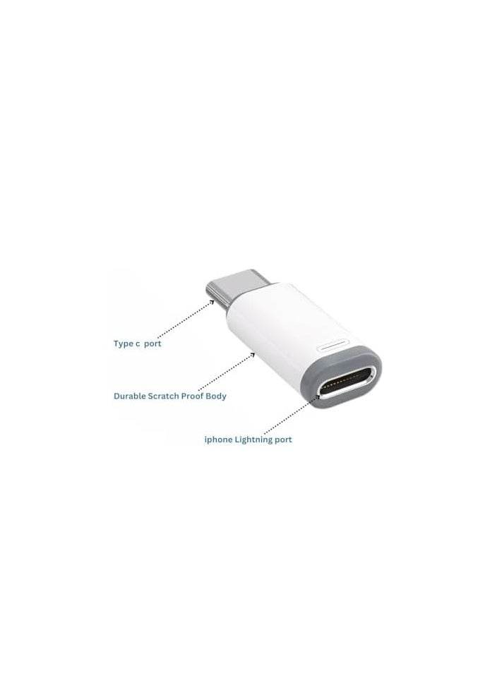 2 Pack USB-C Male to Lightning Female PD Fast Charging Adapter for Lightning Cable, iPhone 16 pro max/15 pro max Series and More Type C Device, NOT for Headphone/Microphone/Pencil (White)