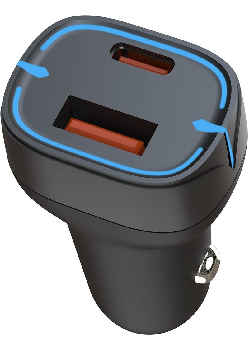 Raxoom XO CC37 20W PD+QC Quick Charger Dual USB Fast Charging Car Power Adapter for 13 Pro/13 Pro Max/13/13 mini/12 Pro Max/11Pro Max, ,Galaxy S20 S10,etc. (White) - Image 1