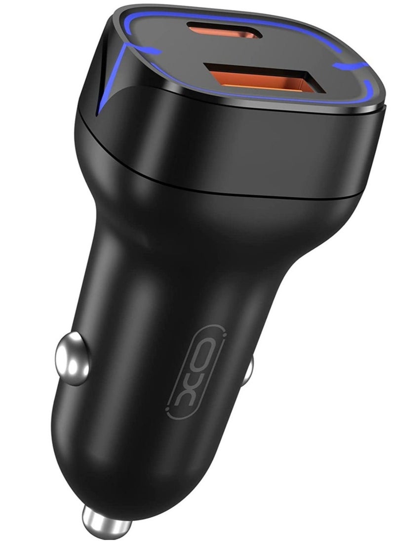 Raxoom XO CC37 20W PD+QC Quick Charger Dual USB Fast Charging Car Power Adapter for 13 Pro/13 Pro Max/13/13 mini/12 Pro Max/11Pro Max, ,Galaxy S20 S10,etc. (White) - Image 2