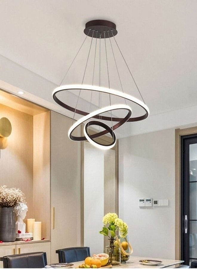 Raffine Futuristic Spiral LED Ring Chandelier Modern Art Inspired Adjustable Ceiling Pendant Light for Living Room Dining Area or Office Décor Sleek Black Frame with Soft Ambient Glow  - Image 2