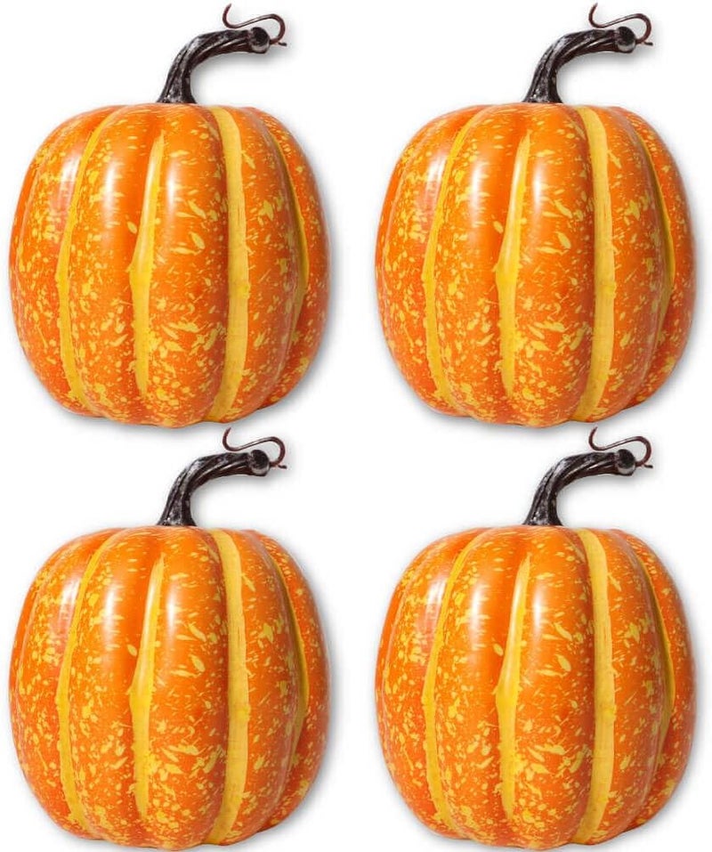 vensovo 6 Inch Large Pumpkins for Decorating - 4PCS Orange Foam Decorative Artificial Pumpkins for Fall Decor, Paintable, Perfect for Halloween, Thanksgiving Table Decor - Image 1