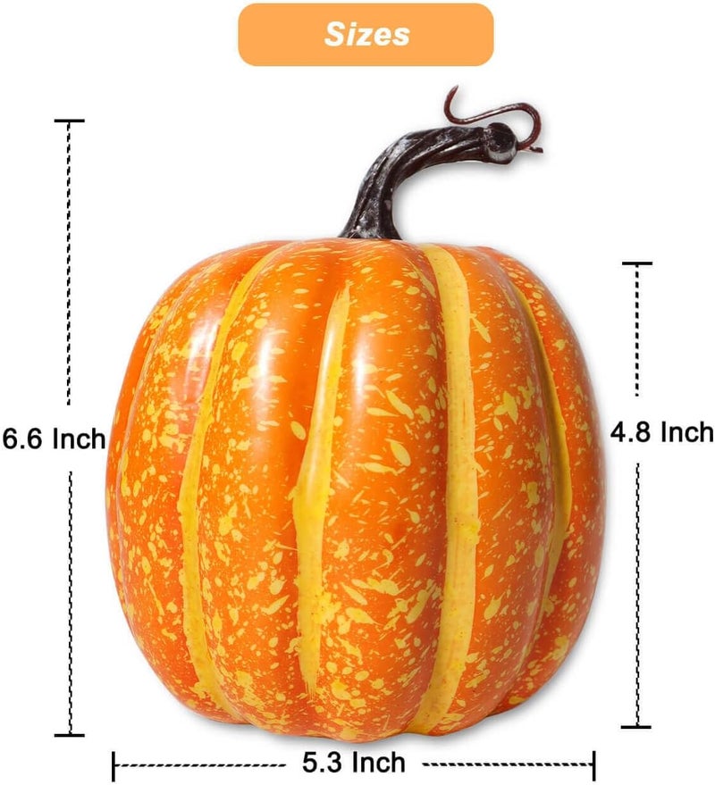 vensovo 6 Inch Large Pumpkins for Decorating - 4PCS Orange Foam Decorative Artificial Pumpkins for Fall Decor, Paintable, Perfect for Halloween, Thanksgiving Table Decor - Image 2
