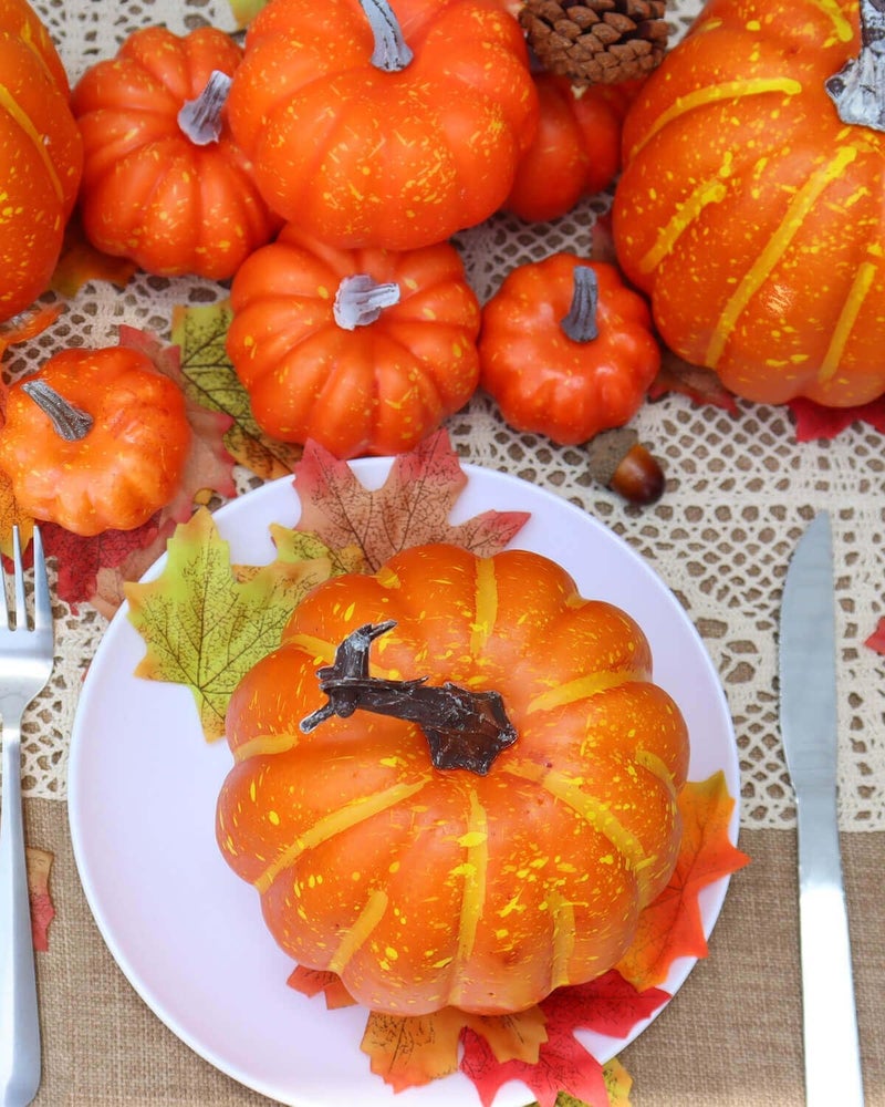 vensovo 6 Inch Large Pumpkins for Decorating - 4PCS Orange Foam Decorative Artificial Pumpkins for Fall Decor, Paintable, Perfect for Halloween, Thanksgiving Table Decor - Image 4