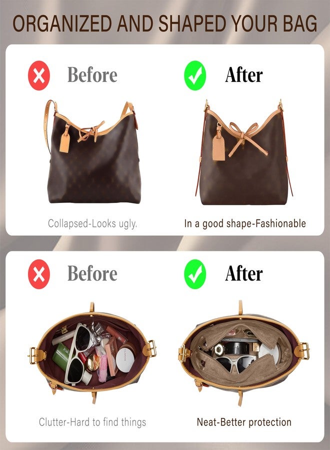 Doxo Velvet Purse Organizer Insert for LV Carryall PM, Carryall Bag Organizer Insert with Zipper Closure & YKK Zipper Pocket, Luxury Handbag Tote Lining Bag Shapers for Women (Beige, PM) - Image 3