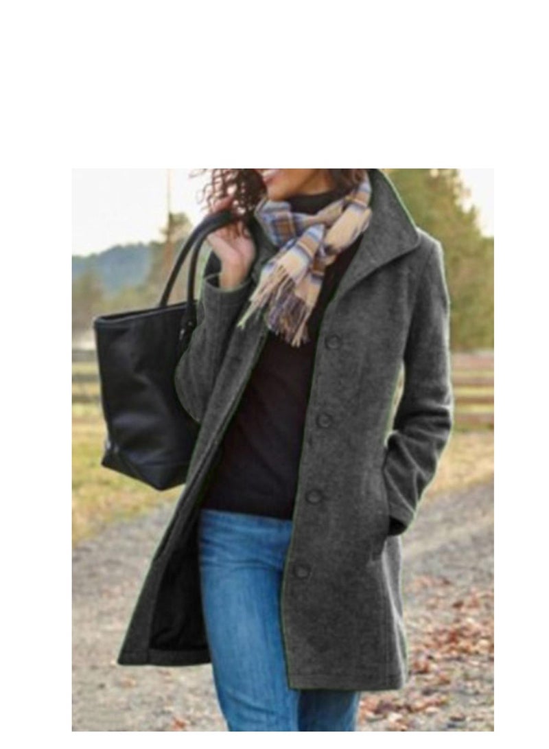 Loquat Squality Double Breasted Long Coat Women Grey - Image 1