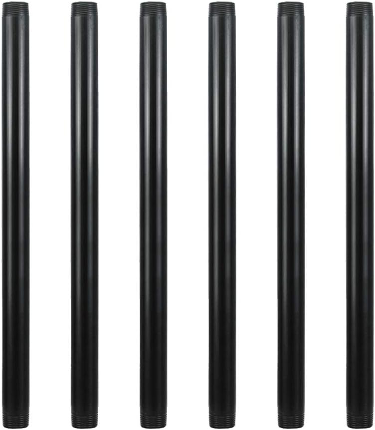 GeilSpace 6 Pack 3/4" × 16" Pre-Cut Black Metal Pipe, Industrial Steel Fits Standard Three Quarters Inch Threaded Pipes and Fittings - Vintage DIY Industrial Shelving (3/4" × 16", Black) - Image 1