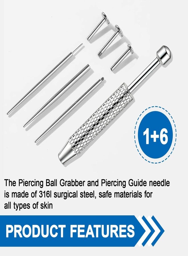 TARINI 1 Set Straight Bar Piercing Kit (7PCS), All-Inclusive Piercing Tools with Grabber, Ergonomic Design for Precise Operation, Ideal for Beginners & Professionals, Easy to Clean & Reuse. Piercing kit, Straight bar piercing tools, Jewelry insertion set, - Image 3