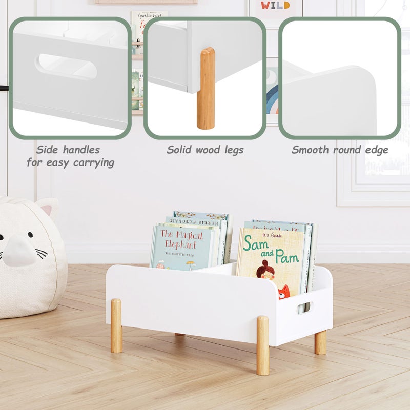 UTEX Montessori Bookshelf for Kids, Wooden Book Shelf for Kids Rooms, Toddler Book Caddy with Adjustable Divider, Floor Book Display, Baby Book Rack for Classroom Nursery - Image 4