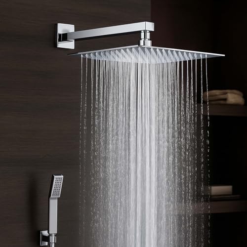 Ruhe® Ultra Sleek 304-Grade Stainless Steel Overhead Shower with Chrome Finish| 6x6 Inches Rain Shower for Bathrooms| Powerful Square Showerhead with Easy-to-Clean Silicone Nozzles| WITHOUT SHOWER ARM - Image 1