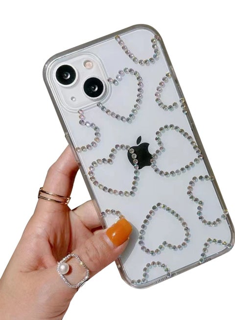 iPhone 15 Plus Clear Case Cover Slim Stylish Bling Love Hearts Soft TPU Silicone Gel Shockproof Protective Durable Back Cover Phone Accessories For iPhone 15 Plus