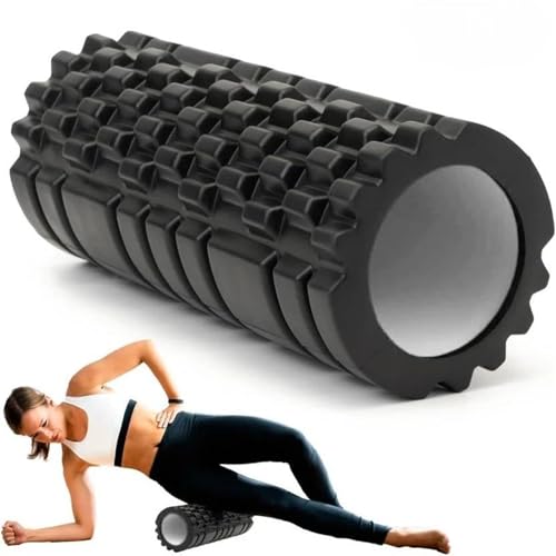 Shopeleven Foam Roller for Back Pain, Deep Tissue Massage and Body Pain High Density Foam Roller for Exercise in Gym, Home Back Roller for Muscle Recovery Massage Roller for Stretching - 33cm Black - Image 1