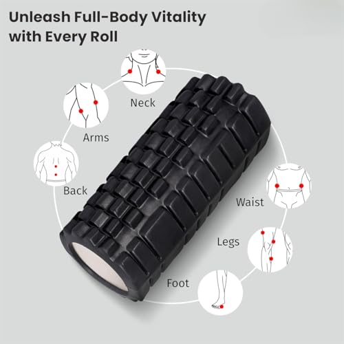 Shopeleven Foam Roller for Back Pain, Deep Tissue Massage and Body Pain High Density Foam Roller for Exercise in Gym, Home Back Roller for Muscle Recovery Massage Roller for Stretching - 33cm Black - Image 5