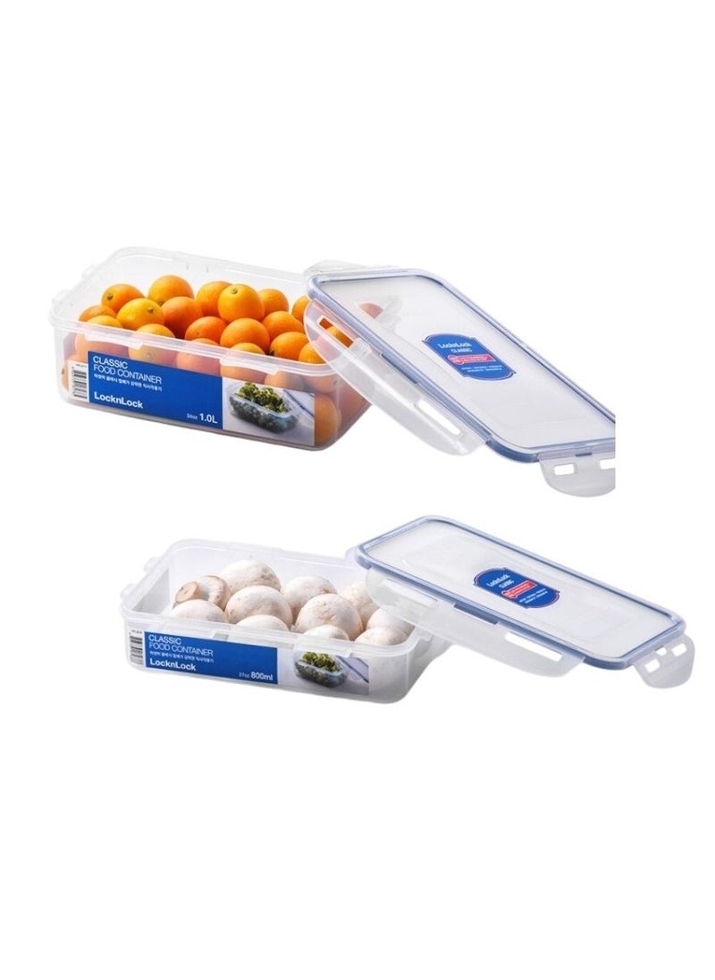 LOCK & LOCK LocknLock Classic Airtight Rectangular Containers 800ml + 1L  - BPA-Free, Microwave & Freezer Safe  - Image 3
