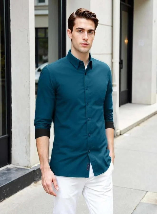 Dennis Lingo Dennis lingo Men Solid Spread Collar Casual Shirt