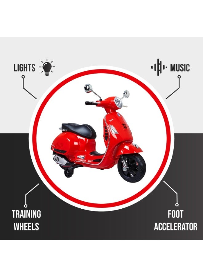 Vespa - Electric Ride On Scooter Bike - 12V - Red - Image 5