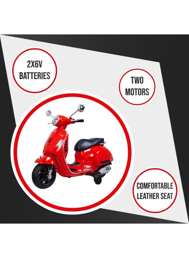 Vespa - Electric Ride On Scooter Bike - 12V - Red - Image 3