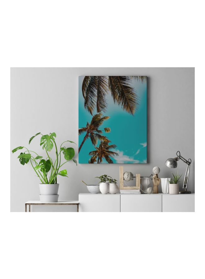 LOWHA Palms Printed Framed Canvas Wall Art Blue/Green - Image 4