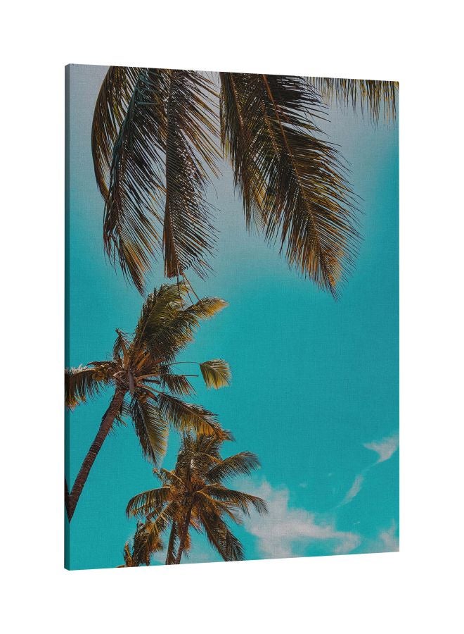 LOWHA Palms Printed Framed Canvas Wall Art Blue/Green - Image 1