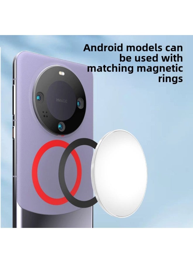 MagSafe Magnetic Selfie Mirror Mobile Phone Rear Camera Photo-taking Auxiliary Mirror Round Black ABS Material Selfie Aid-Specifications Support Image Upload:Magnetic Absorption Selftime Mirror-elegant White  - Image 3