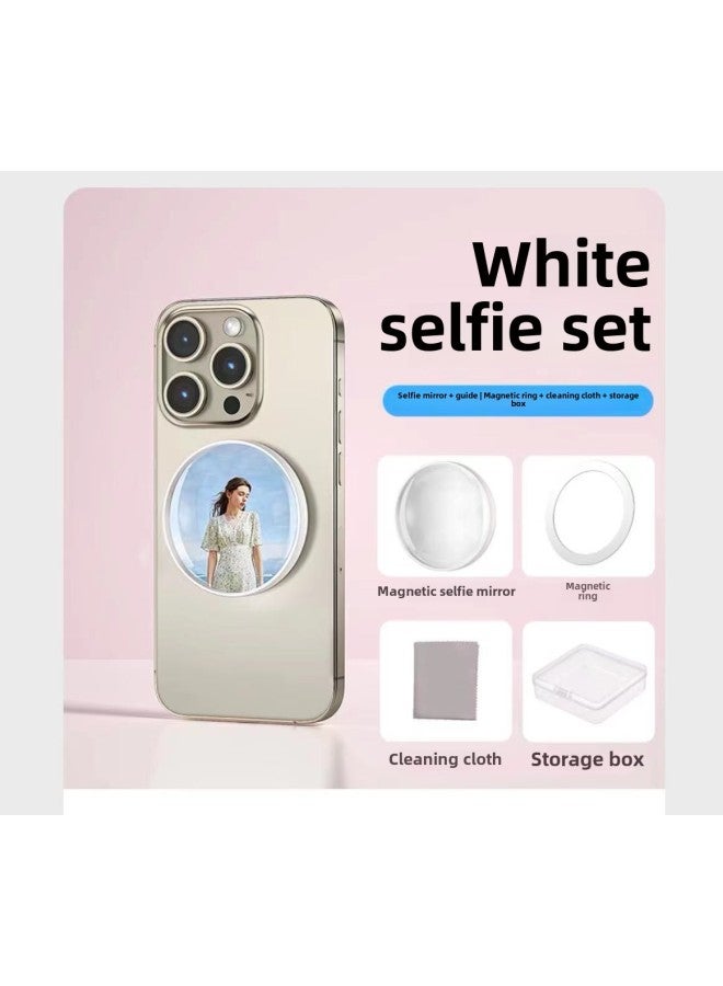 MagSafe Magnetic Selfie Mirror Mobile Phone Rear Camera Photo-taking Auxiliary Mirror Round Black ABS Material Selfie Aid-Specifications Support Image Upload:Magnetic Absorption Selftime Mirror-elegant White  - Image 1