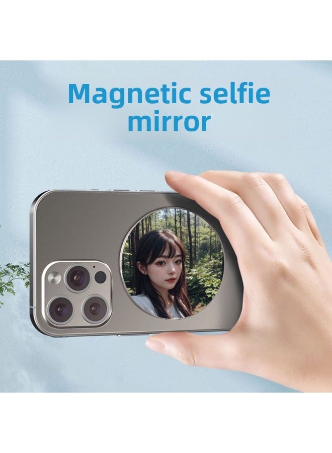 MagSafe Magnetic Selfie Mirror Mobile Phone Rear Camera Photo-taking Auxiliary Mirror Round Black ABS Material Selfie Aid-Specifications Support Image Upload:Magnetic Absorption Selftime Mirror-elegant White  - Image 2