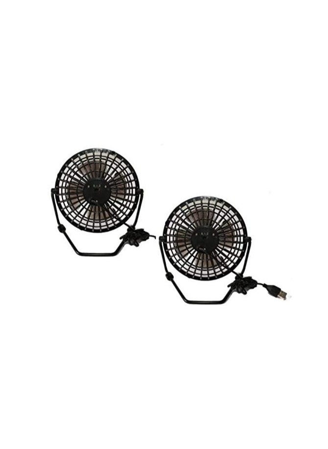 Generic Set of 2 USB Mini Desk Fans – Portable Silent Cooling for Office & Computer – Black 