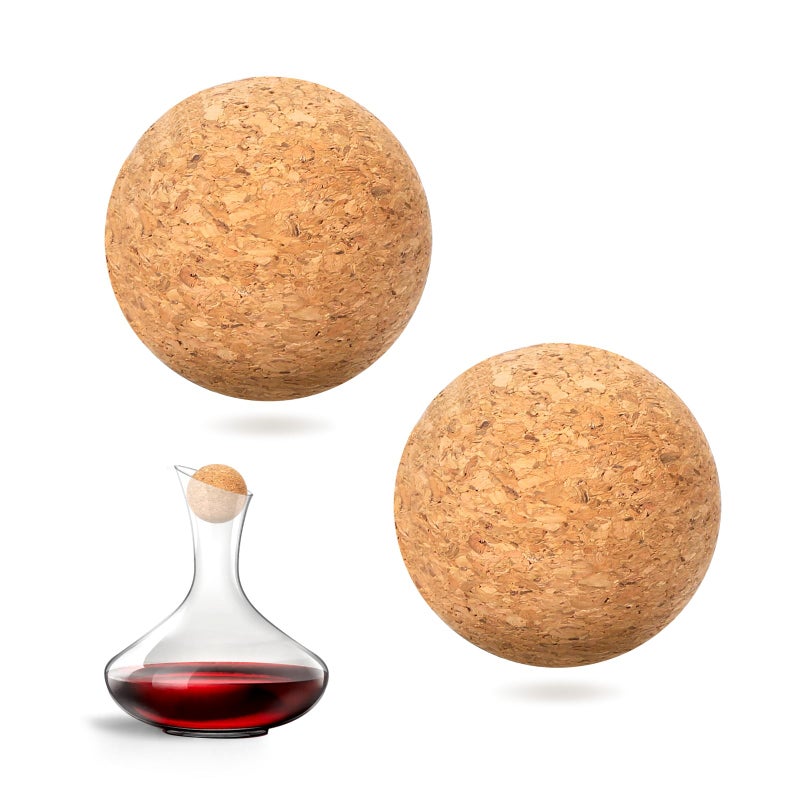 2 Pieces Decanter Stopper Wine Cork Ball Wooden Cork Ball Stopper for Wine 2 Inch 53 Cm Glass Decanter Cork Stopper Decanter Carafe Bottle Replacement Ball Cork Glass Jar Decanter Ball Stopper