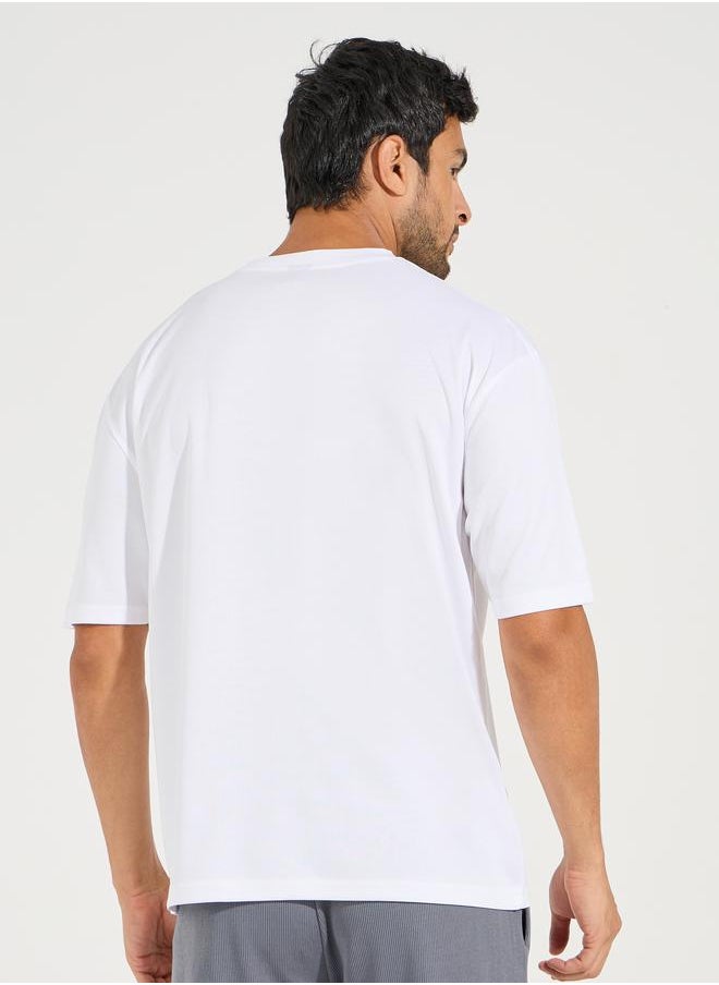 Styli - Soft Texture Badge Detail Oversized Athleisure T-Shirt - Image 1