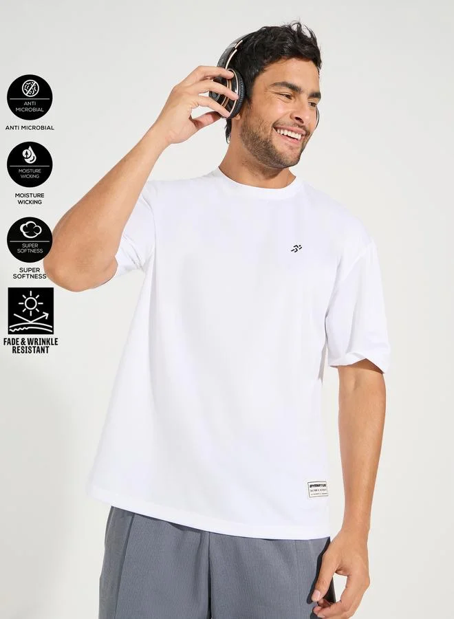 Styli Active Soft Texture Badge Detail Oversized Athleisure T-Shirt