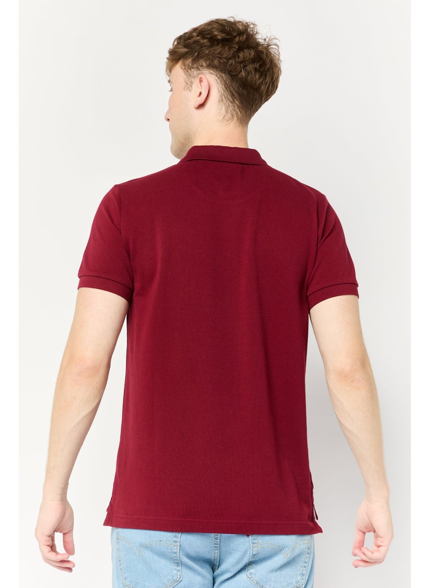 La Martina Men Regular Fit Embroidered Logo Short Sleeves Polo Shirt, Maroon  - Image 4