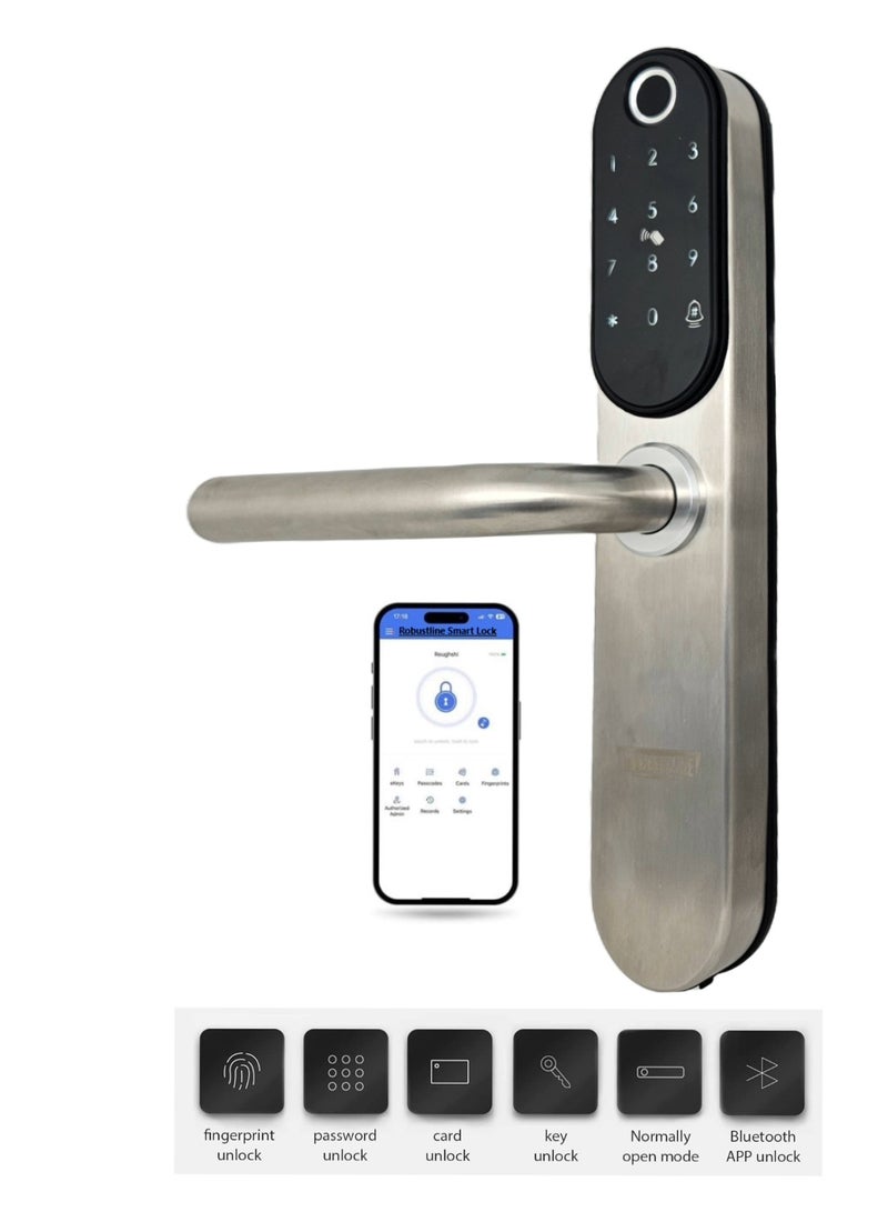 ROBUSTLINE Robustline OUTDOOR Electronic Smart Door Lock with 5 Functions- Fingerprint, Passcode, Mobile App, Smart IC Card, Metal Key (2 YEARS WARRANTY) (RBSL1030S) - Image 1