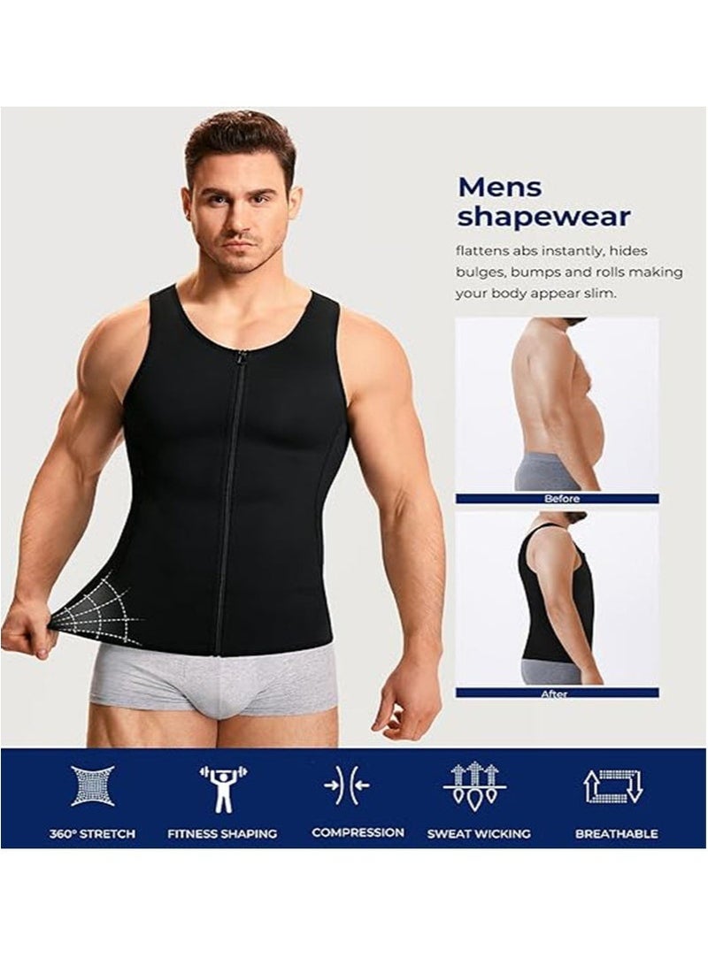 Apustim Men's Sports Shaper，Slimming Body Shaping Compression Zipper Vest，Tight Belly Control Belt for Sports，Exercise （Black） - Image 4