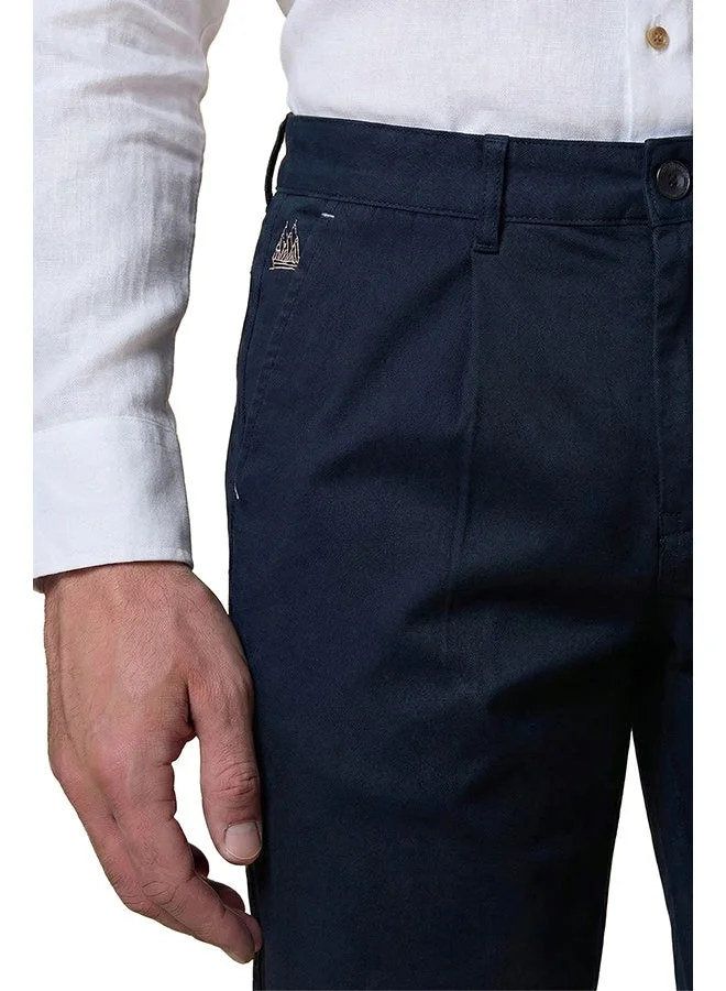 Mannerism The Harborline Navy Linen Blend Trousers Comfort Fit