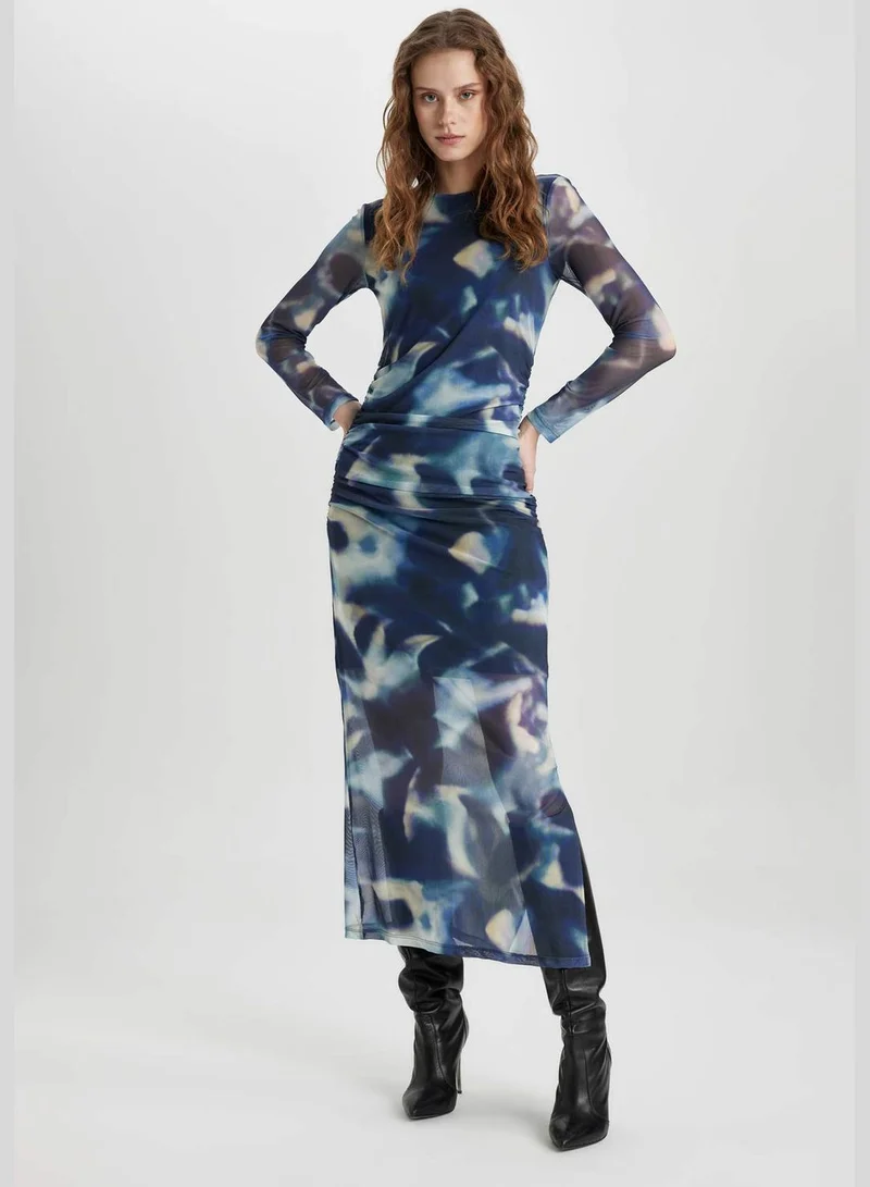 ديفاكتو فستان شبكي مطبوع