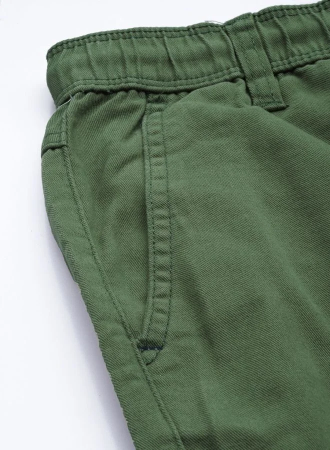 شركة المرآب الهندية Men Slim Fit Solid Mid-Rise Elasticated Linen Jogger Trouser