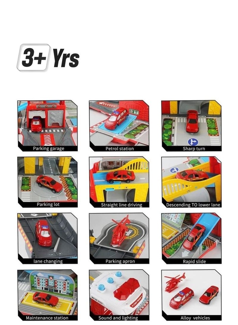 NIBEMINENT 120724 Assembling Fire Truck Multi-functional DIY Building Track Set 3+ Years - Image 1