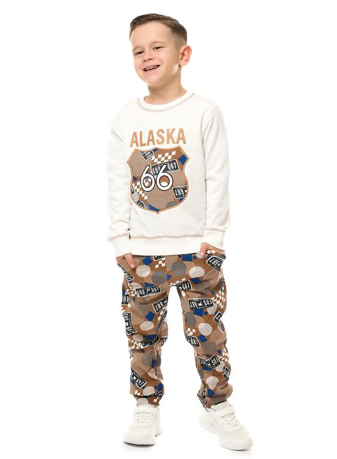 victor and jane Victor And Jane Boys Embroidered Patch Sweatshirt and Joggers Set