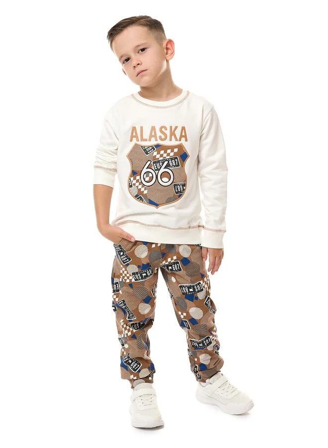 victor and jane Victor And Jane Boys Embroidered Patch Sweatshirt and Joggers Set