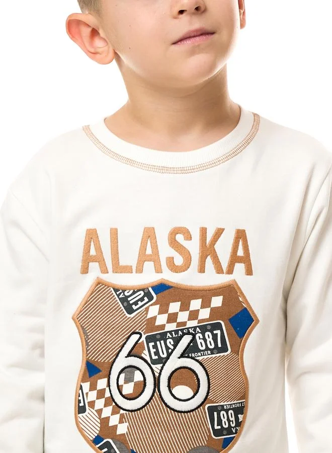 victor and jane Victor And Jane Boys Embroidered Patch Sweatshirt and Joggers Set
