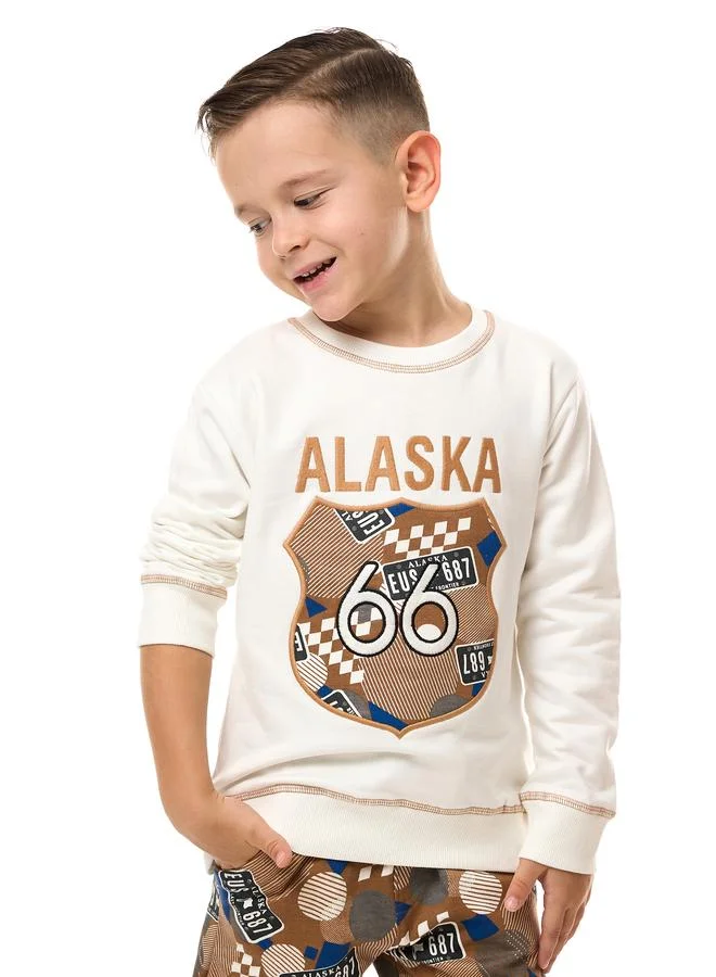 victor and jane Victor And Jane Boys Embroidered Patch Sweatshirt and Joggers Set